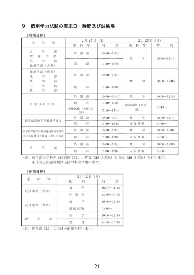 東北大学 令和5年度(2023年度)一般選抜入学試験学生募集要項