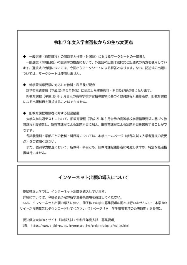 愛知県立大学 2025 入試ガイドQ＆A