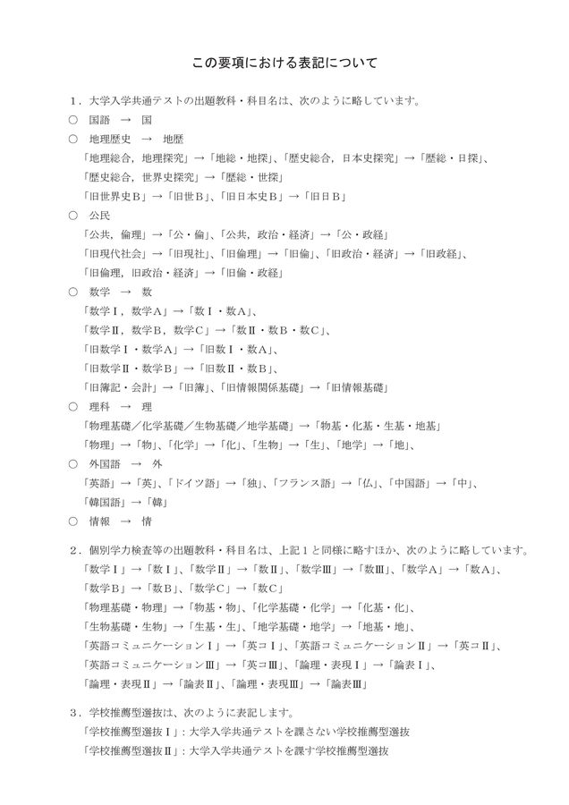 熊本大学 令和7年度(2025年度)入学者選抜要項