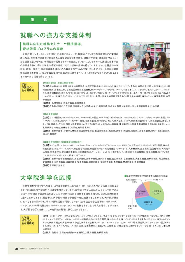 島根大学 生物資源科学部 2023 学部案内