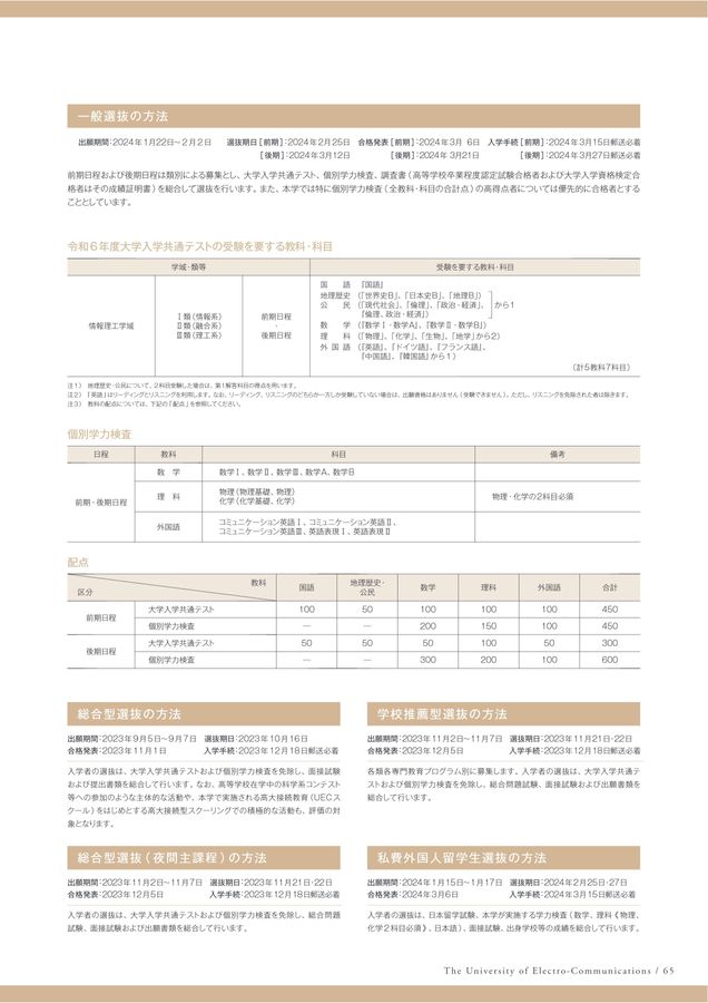 電気通信大学 大学案内 2024